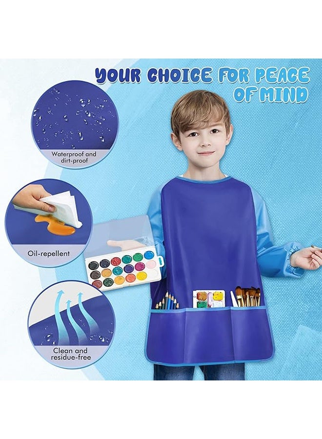 YJ Kids Art Smock ,Toddler Paint Smock, Waterproof Long Sleeve painting apron kids with 3 Pockets for 3-8 Years Kids - Image 4